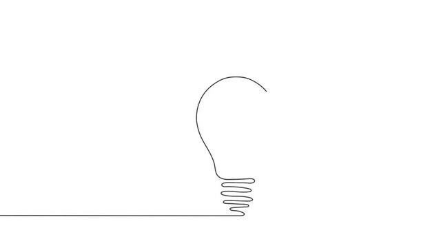  Electric light bulb.Continuous one line drawing light bulb symbol idea.Vector illustration.