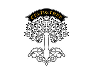 Celtic Tree, oak tree Ornament Pattern, Rope Swirl Ornament Logo Design