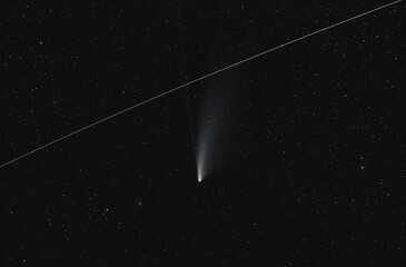 Comet Neowise with International Space Station in frame, ISS
