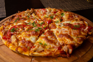 Delicious pizza on the table,ready to eat