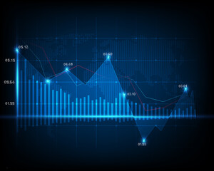 Stock market exchange analysis or forex graph business and finance money losing moving economic inflation deflation investment loss crash illustration eps10 vector