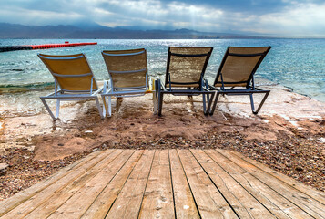 Safety swimming, diving and relaxing  beach at the Red Sea, Middle East