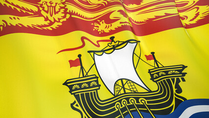 The flag of New Brunswick. Waving silk flag of New Brunswick. High quality render. 3D illustration