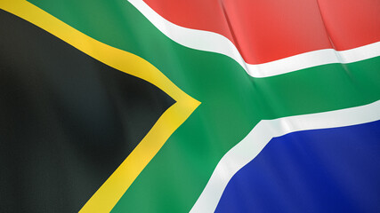 The flag of South Africa. Waving silk flag of South Africa. High quality render. 3D illustration