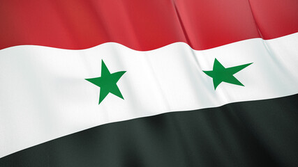 The flag of Syria. Waving silk flag of Syria. High quality render. 3D illustration