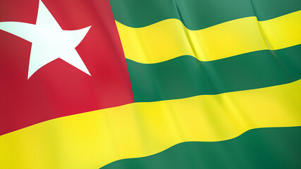 The flag of Togo. Waving silk flag of Togo. High quality render. 3D illustration