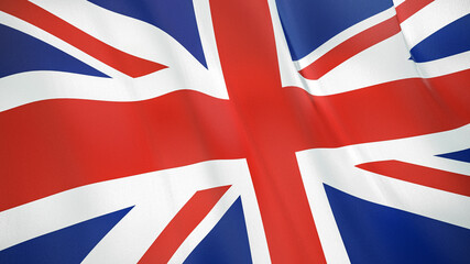 The flag of United Kingdom. Waving silk flag of United Kingdom. High quality render. 3D illustration