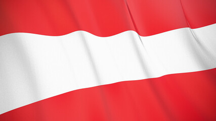 The flag of Austria. Waving silk flag of Austria. High quality render. 3D illustration