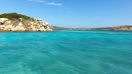 View of the wonderful islands, sea and rocks of Costa Smeralda, Sardinia, Italy