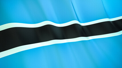 Fototapeta premium The flag of Botswana. Waving silk flag of Botswana. High quality render. 3D illustration