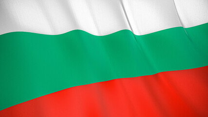 The flag of Bulgaria. Waving silk flag of Bulgaria. High quality render. 3D illustration