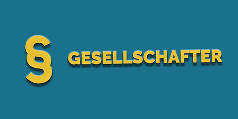 Gesellschafter in gelber Schrift und blauer Hintergrund