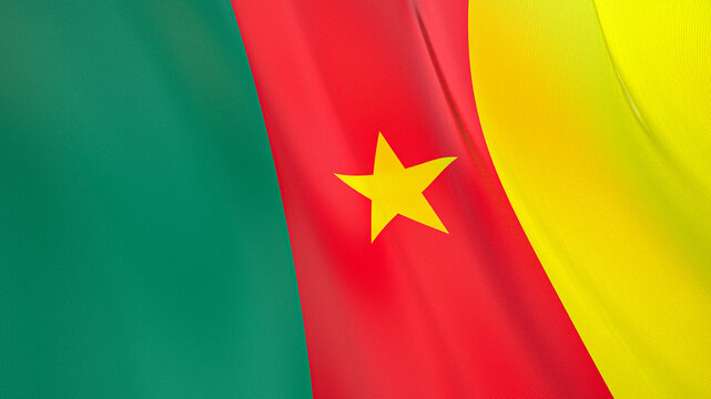 The flag of Cameroon. Waving silk flag of Cameroon. High quality render. 3D illustration