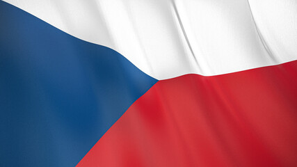 The flag of Czech Republic. Waving silk flag of Czech Republic. High quality render. 3D illustration