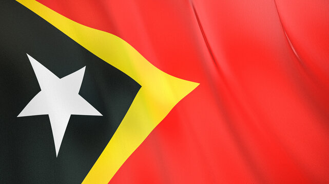 The flag of East Timor. Waving silk flag of East Timor. High quality render. 3D illustration