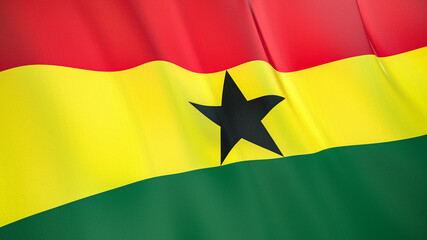 The flag of Ghana. Waving silk flag of Ghana. High quality render. 3D illustration