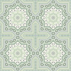 Abstract portugese azulejo tile seamless ornament. Ethnic structure vector motif. Curtains print design. Stylish lisbon azulejo tilework repeating pattern. Wall decoration template.