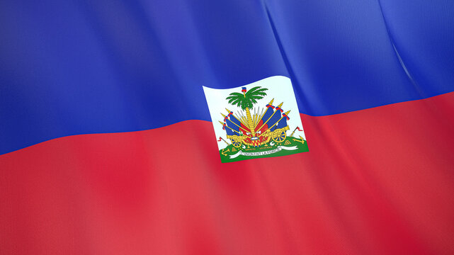 The flag of Haiti. Waving silk flag of Haiti. High quality render. 3D illustration