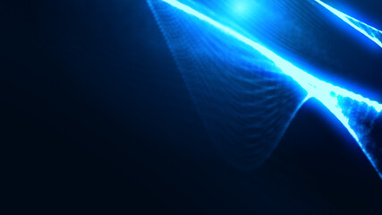 Obraz premium Dot blue wave light screen gradient texture background. Abstract ai technology big data digital background. 3d rendering.