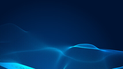 Dot blue wave light screen gradient texture background. Abstract  technology big data digital background. 3d rendering.