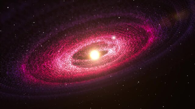 a rotating galaxy with a center of light in the center, the universe