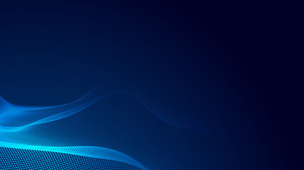 Dot blue wave light screen gradient texture background. Abstract  technology big data digital background. 3d rendering.