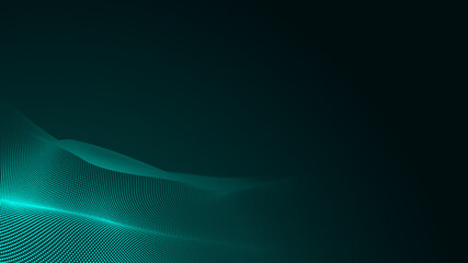 Dot green wave light screen gradient texture background. Abstract  technology big data digital background. 3d rendering.