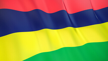 The flag of Mauritius. Waving silk flag of Mauritius. High quality render. 3D illustration