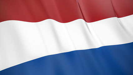 The flag of Netherlands. Waving silk flag of Netherlands. High quality render. 3D illustration