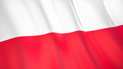 The flag of Poland. Waving silk flag of Poland. High quality render. 3D illustration