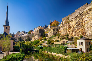 Fototapeta na wymiar View of Luxembourg City in autumn, Luxembourg.