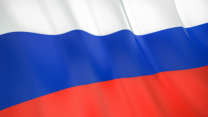 The flag of Russia. Waving silk flag of Russia. High quality render. 3D illustration