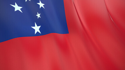 The flag of Samoa. Waving silk flag of Samoa. High quality render. 3D illustration