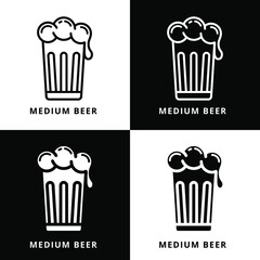 Medium Beer Glass Vector Symbol Illustration. Beer Cup Logo Icon Design Line And Glyph Style
