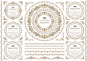 Vintage ornament set. borders and frames.