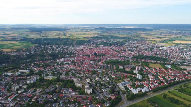 Aerial view Rottenburg am Neckar, Germany.