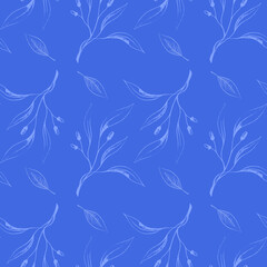 Ornamental geometric seamless pattern. Abstract royal blue floral ornament. Elegant repeat background texture