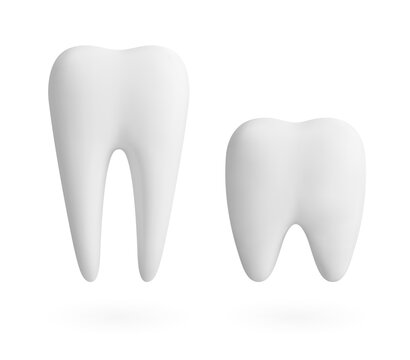 White tooth set isolated on white background. Dental design concept. Realistic vector illustration.