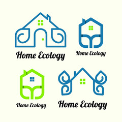 Home nature Logo designs Template. house combined with leaf, home leaf vector logo design modern art