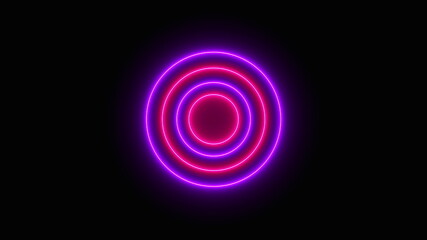 Abstract neon circles form an endless tunnel, computer generated. 3d rendering of bright fill background