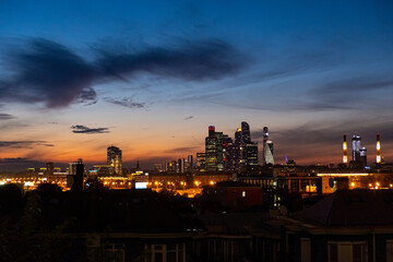 Moscow city by the night in august