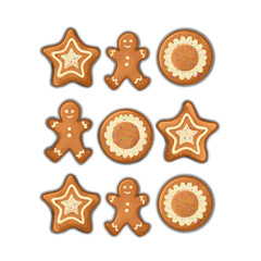 Fototapeta na wymiar Gingerbread in the form of a man and stars for Christmas