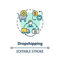 Dropshipping concept icon. Small transportation business, entrepreneurship idea thin line illustration. Cargo storage and delivery service. Vector isolated outline RGB color drawing. Editable stroke