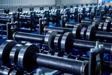 Metal sheet forming machine at the modern metalwork factory.