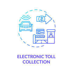 Electronic toll collection concept icon. Improved conveniece, reduced traffic jam idea thin line illustration. Tollways, turnpikes. Vector isolated outline RGB color drawing