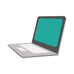 Isolated modern flat vector illustration of a laptop computer. Checking internet via computer.