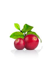 Close up view of fresh red berries  on white back 
