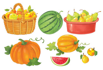 Autumn. Fall.   Coloring page. Coloring book. Illustration for children. Cute and funny cartoon characters