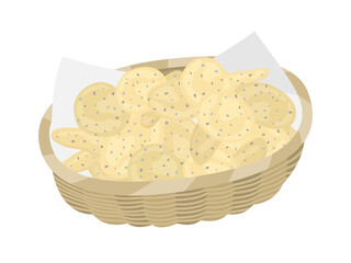 バスケットに入ったポテトチップスのイラスト