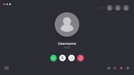 Videocall interface. Online webinar or video conference screen ui, video call realistic mockup. Vector concept video chat interface template - obrazy, fototapety, plakaty